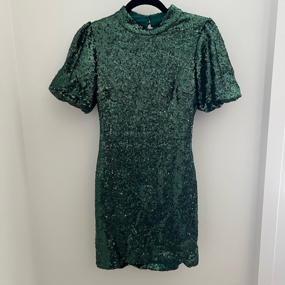 SPEECHLESS Womens Green Cutout-back Lined Pouf Sleeve Mini Dress 5 (juniors)
